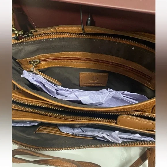 🆕 VILENCA Holland Natalia Crossbody Purse Clutch Cognac Triple Compartment NIB - Picture 4 of 14